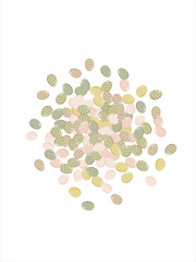 Happy Easter Banner. Pattern of eggs, flowers and twigs. For card, banner, poster, flyer, and web. Spring Festival. Vector illustration