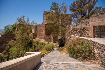 Fototapeta na wymiar Views of old Moorish fortress in the city of Malaga.