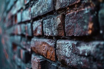 Close up view of a brick wall located near a street. Suitable for urban or industrial themes