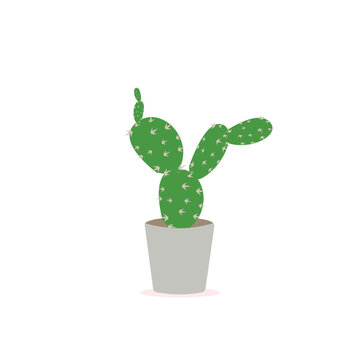 Cactus icons in a flat style on a white background. Home plants cactus in pots and with flowers. A variety of decorative cactus with prickles and without