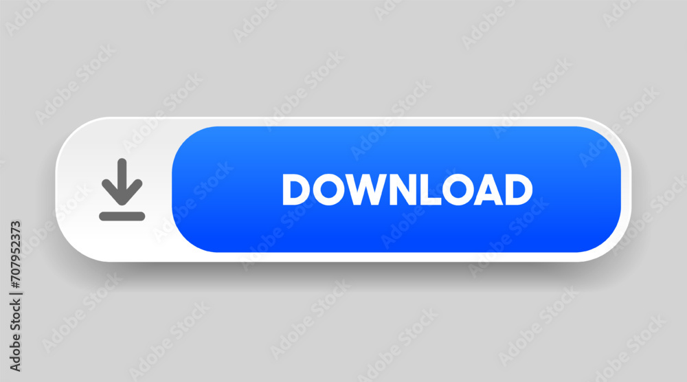 Leinwandbilder 3D download button icon. Upload icon. Down arrow bottom side symbol. Click here button. Save cloud icon push button for UI UX, website, mobile application.