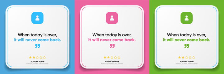 3D bubble testimonial banner, quote, infographic. Social media post template designs for quotes. Empty speech bubbles, quote bubbles and text box. Vector Illustration EPS10.