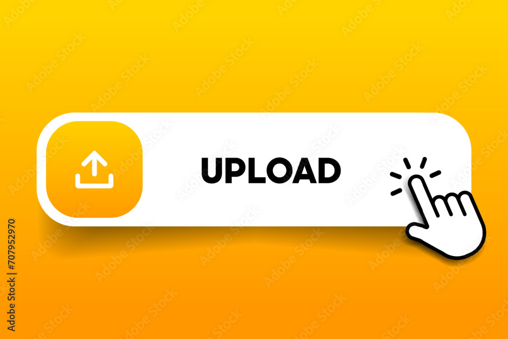 Leinwandbilder 3D upload download button icon. Upload icon. Down arrow bottom side symbol. Click here button. Save cloud icon push button for UI UX, website, mobile application.