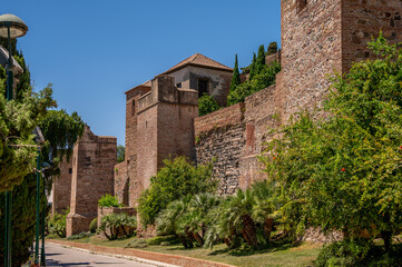 Views of old Moorish fortress in the city of Malaga.