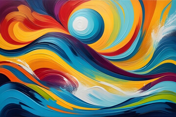 Obraz premium Paint Oil Painting Abstract Wave Pattern Background. Generative AI