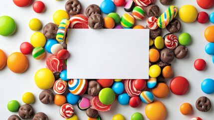 Naklejka na ściany i meble White card surrounded by sweets