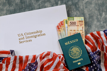 Passport, peso of Mexico with Immigration citizenship, legalization in USA citizen of Mexico is naturalization services