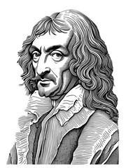 Rene Descartes portrait, generative AI	