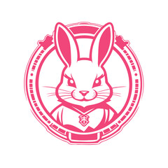 Pink Cute Rabbit Emblem Illustration