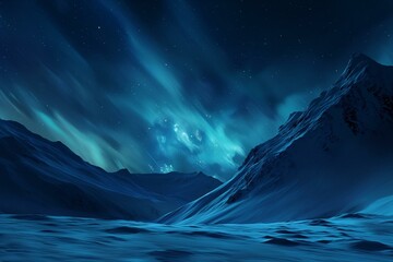 Majestic Aurora Over Snow-Capped Mountain Range