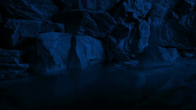 Castle Moat With Water Rippling At Night