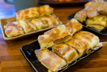 Pan fry pancake in Taiwan breakfast store