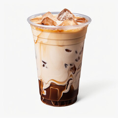 photography of a plastic cup of an iced coffee isolated on a transparent background created with Generative Ai