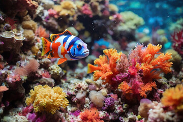 Colorful tropical fish and corals in the Red Sea. Egypt