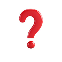Red question mark symbol on transparent background