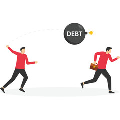 Huge debts accumulated after graduation, Vector illustration in flat style

