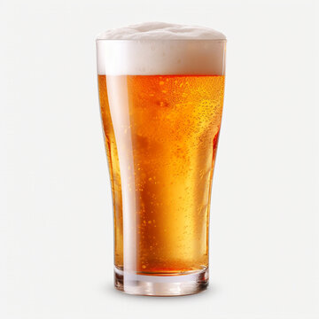 photography of a glass of beer isolated on a transparent background created with Generative Ai