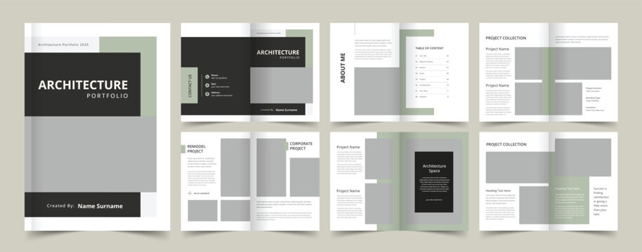 Architecture Portfolio Template, Portfolio Design for Architecture and Interior, A4 Size Brochure