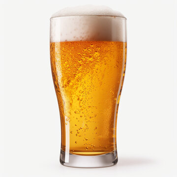 photography of a glass of beer isolated on a transparent background created with Generative Ai