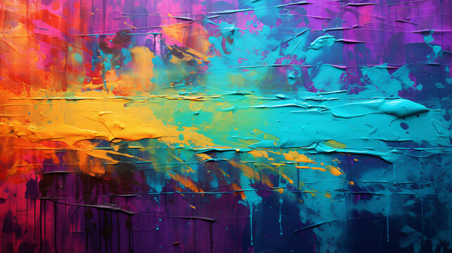 Grunge Brush Strokes of Multi Color Paint