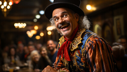 Obraz premium Smiling men celebrate night, happiness, cultures, cheerful joy generated by AI
