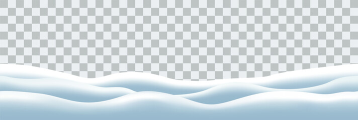 Vector realistic piles of snow on the ground seamless pattern isolated on transparent background - 707962709
