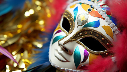 Mardi Gras celebration, mask, costume, elegance, mystery, fun generated by AI