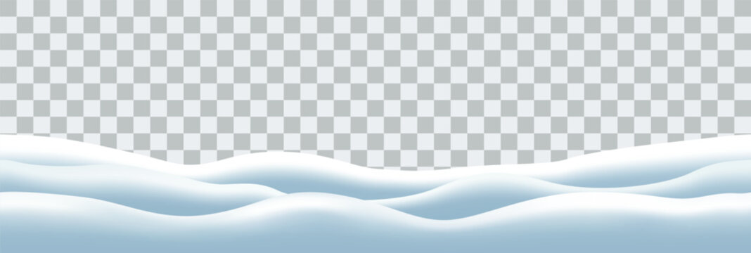 Vector Realistic Piles Of Snow On The Ground Seamless Pattern Isolated On Transparent Background