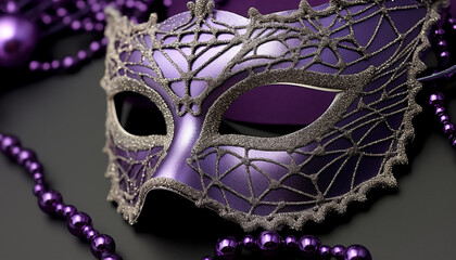 Mardi Gras mask, elegance, mystery, celebration, tradition generated by AI