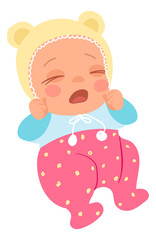Newborn girl character. Cartoon baby. Little child