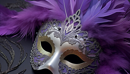 Mardi Gras party, mask, costume, elegance, celebration generated by AI