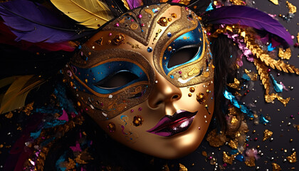 Masked beauty in a carnival of elegance generated by AI