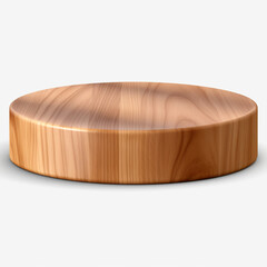 photography of a wooden round podium for product presentation isolated on a transparent background created with Generative Ai