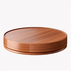 photography of a wooden round podium for product presentation isolated on a transparent background created with Generative Ai