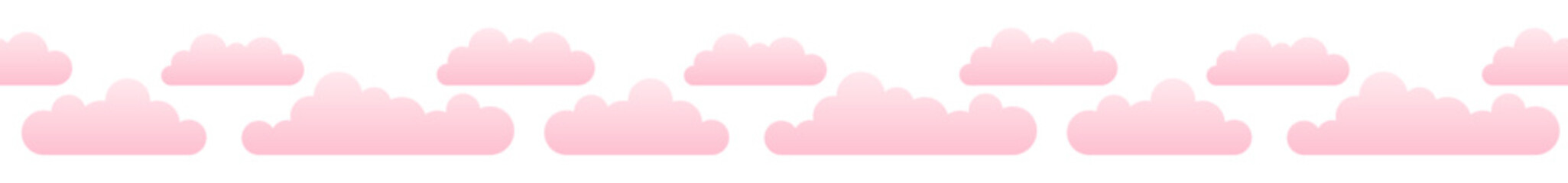 Seamless border with pink clouds for Valentine's Day. Vector and PNG on transparent background.	