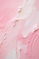 Fototapeta na wymiar Pink closeup of impasto abstract rough white art painting texture
