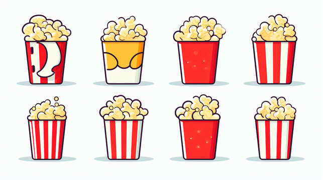 Popcorn icon 6 Different styles Editable stroke