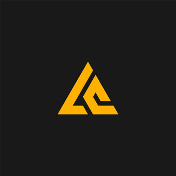 LC monogram logo in triangle shape with yellow color. L and C