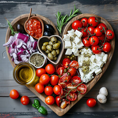 Greek Food in heart shape