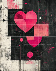 Vintage Heart Artistic Grunge Style Valentine's Day Card Art