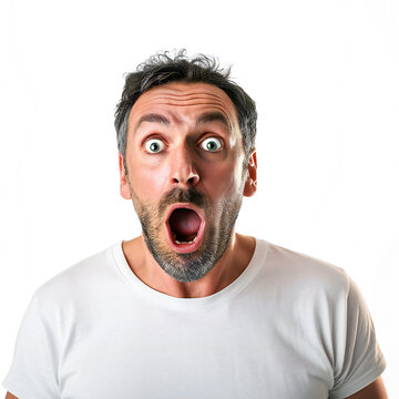 a adult man expressing surprise and shock emotion with face