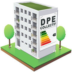 Immeuble et DPE collectif (détouré) - obrazy, fototapety, plakaty