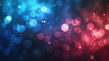 The image features a beautiful gradient from blue to red with sparkling bokeh effects, resembling a festive, celebratory atmosphere or cosmic stars. - obrazy, fototapety, plakaty