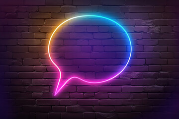 A speach bubble neon with blue, purple and yellow outline premium vector and png, in the style of nostalgic, lightbox - obrazy, fototapety, plakaty