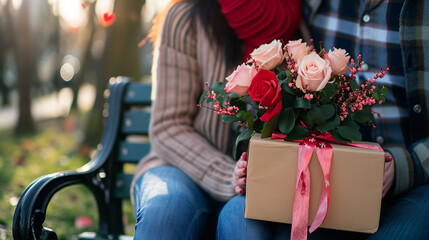 person with a bouquet of roses