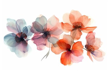 A painting of three flowers on a white background. Ideal for adding a touch of nature to any space