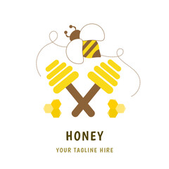 Honey logo and label for honey product vector illustration editable teks
