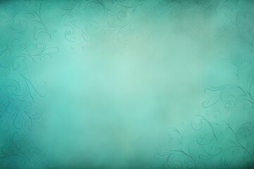 Fototapeta na wymiar Turquoise soft pastel background parchment with a thin barely noticeable floral ornament background