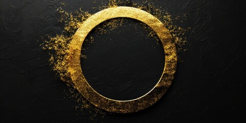 A gold letter O on a black background. Can be used for design projects or to represent the letter O in various contexts - obrazy, fototapety, plakaty
