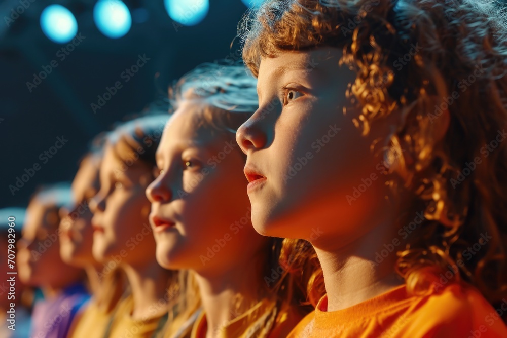Poster a group of young girls standing next to each other. suitable for various themes and concepts